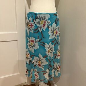 Floral Blue Flowy Midi Skirt